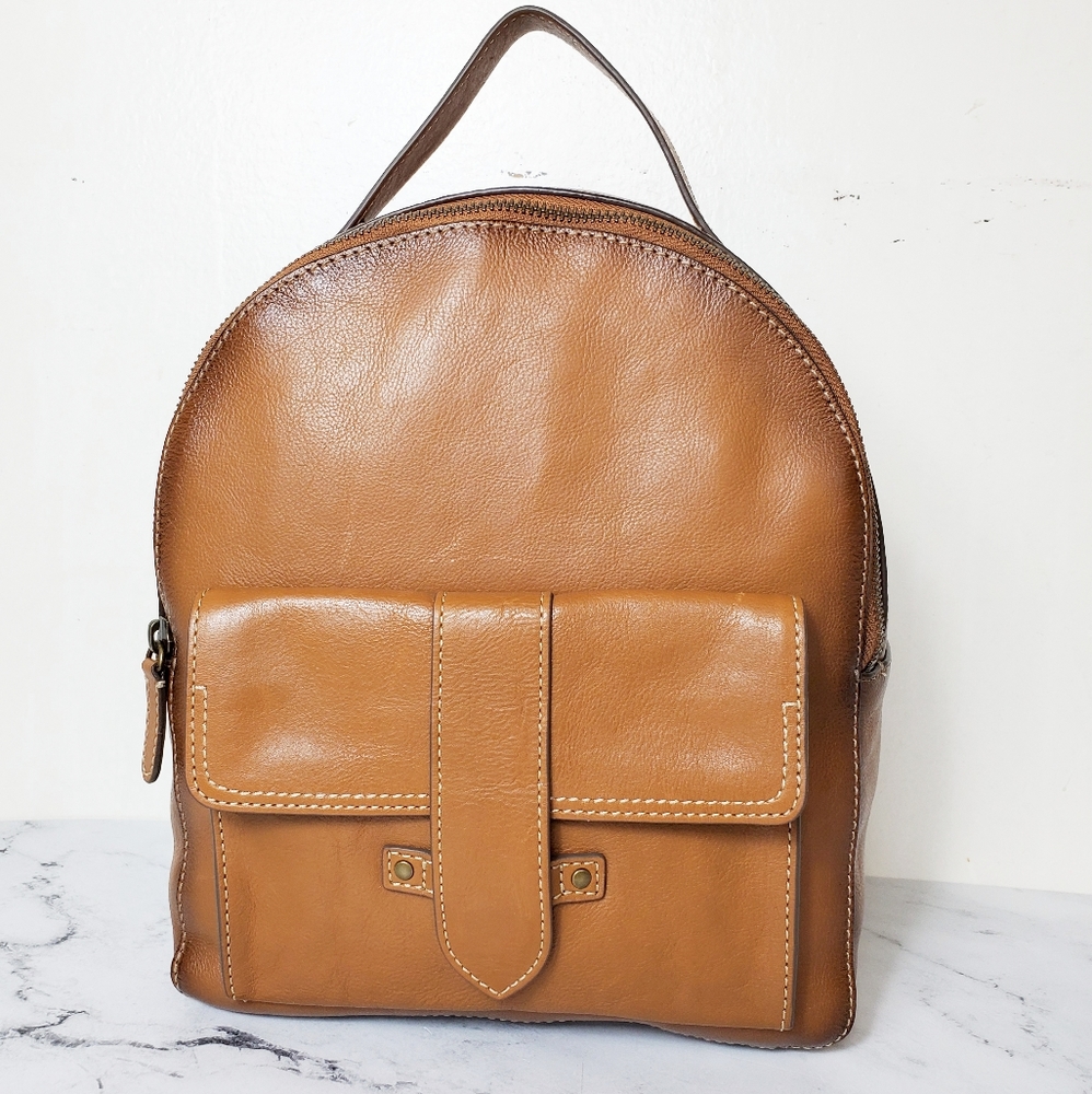Frye Genuine Leather Olivia Tan Backpack